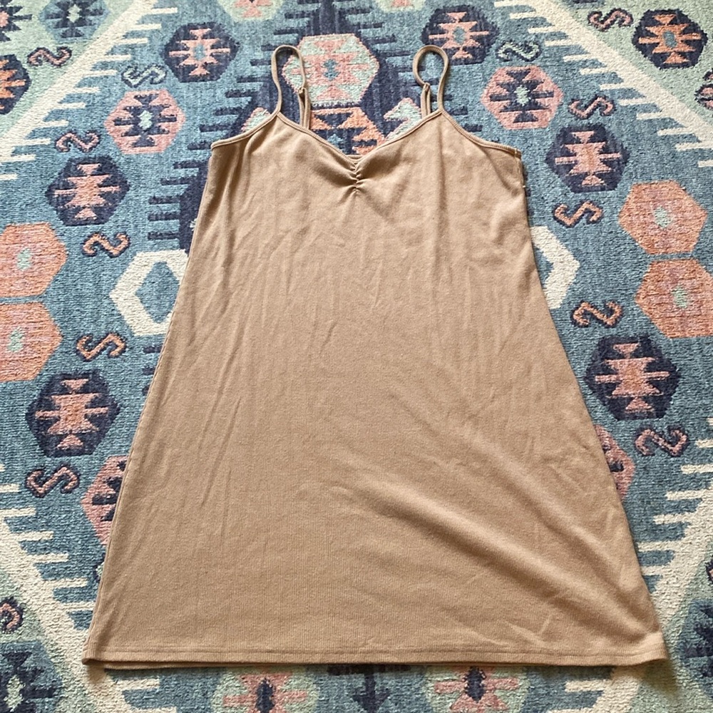 Aerie Tan Ribbed Slip Dress Size Large